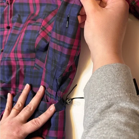 NWT Talbots Silk Blend Pink and Purple Plaid Shirt Dress with Belt - Picture 4 of 8